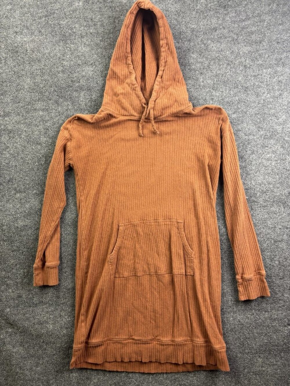 Kate Quinn Sweater Dress Womens Medium Orange‎ Hooded Long Sleeve Ribbed Casual